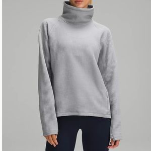 NWOT Waffle-Knit Funnel-Neck Long-Sleeve Shirt - Rhino Grey